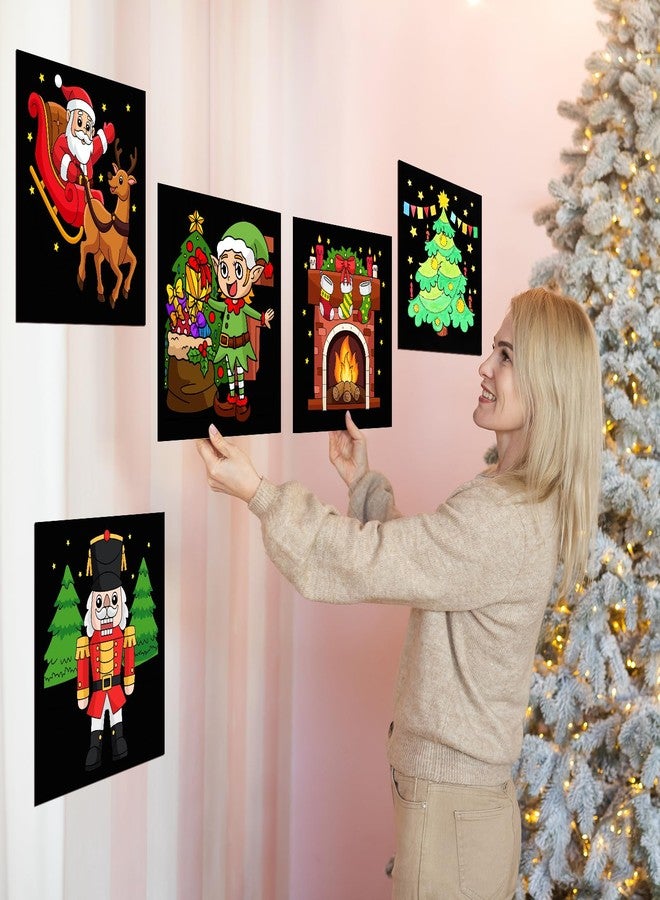 Moinchore 48 Pcs Christmas Velvet Coloring Posters Christmas Fuzzy Felt Coloring Pages Xmas Crafts for Adults Teenagers Classroom Holiday Arts Crafts Activity Party - Image 5
